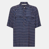 Esprit Crêpe Blouse With All-Over Pattern Navy