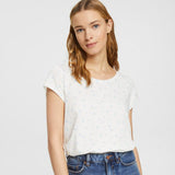 Esprit Floral t-Shirt With Rolled Edges Off White