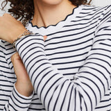 Esprit Long Sleeve Top With a Scalloped Neck