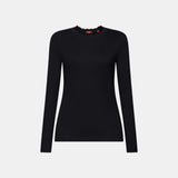 Esprit Long sleeve top with a scalloped neck in Black