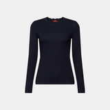 Esprit Long sleeve top with a scalloped neck in Navy