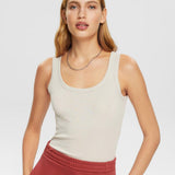 Esprit Organic cotton sleeveless top Beige
