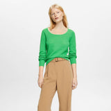 Esprit Pointelle cotton jumper Green