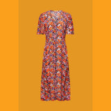 Esprit Short-sleeved midi dress with floral pattern