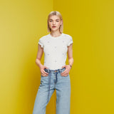 Esprit T-Shirt in White with Little Embroidery