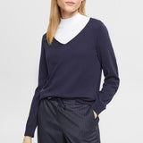 Esprit V-Neck Knit Sweater Navy