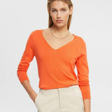 Esprit V-Neck Knit Sweater New Orange