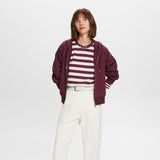 Esprit Striped Long-Sleeve Top in Aubergine