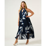 Estelle Breezy Pleated Dress in Navy/Milk
