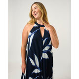 Estelle Breezy Pleated Dress in Navy/Milk