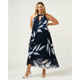 Estelle Breezy Pleated Dress in Navy/Milk