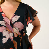 Estelle Elena Wrap Front Dress in Navy/Peony