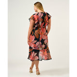 Estelle Elena Wrap Front Dress in Navy/Peony