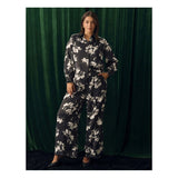 Estelle Gilda Floral Print Pants in Black/White