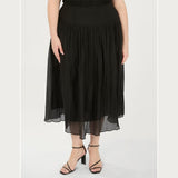 Estelle Gwen Drop Waist Skirt In Poly Black
