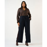 Estelle Jessie Tie Waist Pant in Navy/Brown Stripe