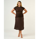 Estelle Naomi Textured Mesh Top in Brown