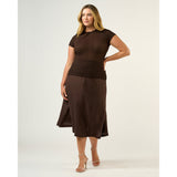 Estelle Naomi Textured Mesh Top in Brown
