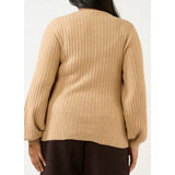 Estelle Remi Ribbed Knit Top In Beige