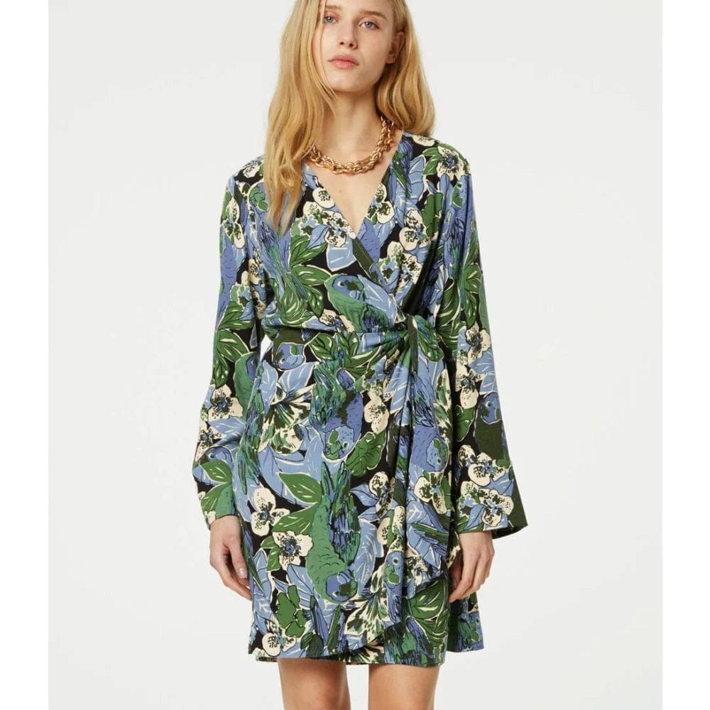 Fabienne Chapot Selena Short Dress In Black Parrot Green