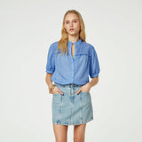 Fabienne Chapot Tootsie Short Sleeve Blouse in Blue Dream