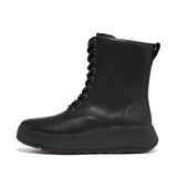 FitFlop F-MODE Leather Lace-Up Flatform Ankle Boots In Black