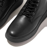 FitFlop F-MODE Leather Lace-Up Flatform Ankle Boots In Black