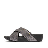 FitFlop LULU Glitterball Cross Slides In Silver