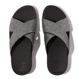 FitFlop LULU Glitterball Cross Slides In Silver