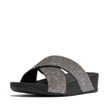 FitFlop LULU Glitterball Cross Slides In Silver