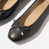 FitFlop DELICATO Bow Soft Leather Ballerinas In Black