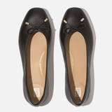FitFlop DELICATO Bow Soft Leather Ballerinas In Black
