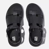 FitFlop F-MODE Leather Flatform Fisherman Sandals In Black