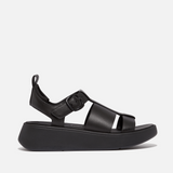 FitFlop F-MODE Leather Flatform Fisherman Sandals In Black