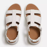 FitFlop F-MODE Leather Flatform Fisherman Sandals In Urban White
