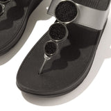 FitFlop Halo Bead-Circle Metallic Toe-Post Sandals In Pewter Black