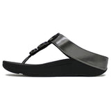 FitFlop Halo Bead-Circle Metallic Toe-Post Sandals In Pewter Black