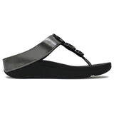 FitFlop Halo Bead-Circle Metallic Toe-Post Sandals In Pewter Black