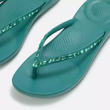FitFlop IQUSHION Multi-Crystal Ergonomic Flip-Flops In Teal