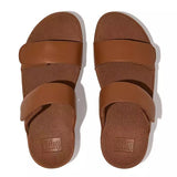 FitFlop Lulu Adjustable Leather Slides in Light Tan