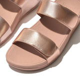 FitFlop LuLu Adjustable Leather Slides Rose Gold