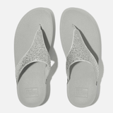 FitFlop Lulu Crystal-Mix Toe-Post Sandals in Silver