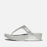 FitFlop Lulu Crystal-Mix Toe-Post Sandals in Silver