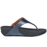 FitFlop LULU Leather Wedge Shoes Metallic In Cosmic Blue