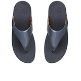 FitFlop LULU Leather Wedge Shoes Metallic In Cosmic Blue