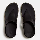 FitFlop LULU Lux Graphic-Weave Leather Toe-Post Sandals In Black