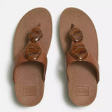 FitFlop LULU Marbled-Stone Toe-Post Sandals In Deep Tan