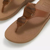FitFlop LULU Marbled-Stone Toe-Post Sandals In Deep Tan