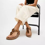 FitFlop LULU Marbled-Stone Toe-Post Sandals In Deep Tan
