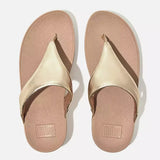 FitFlop LULU Metallic Leather Toe-Post Sandals In Platino